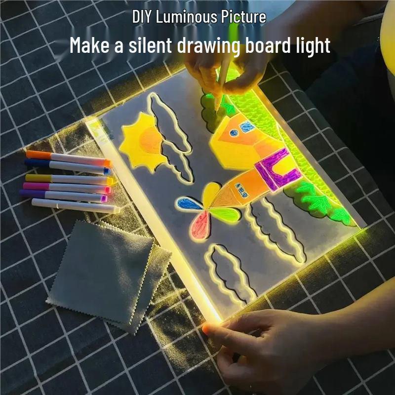 Reusable Light-Up Drawing Board for Kids – Eye-Friendly, Erasable DIY Handwriting Board with Pen