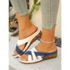 Color-Blocked Wedge Sandals for Women - Plus Size 2025 Summer New Arrival Thick-Soled Cross-Strap Beach Sandals