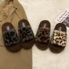 Leopard print thick bottom heightening fluffy slippers women's wear 2025 new autumn and winter fashion home fluffy cotton slippers