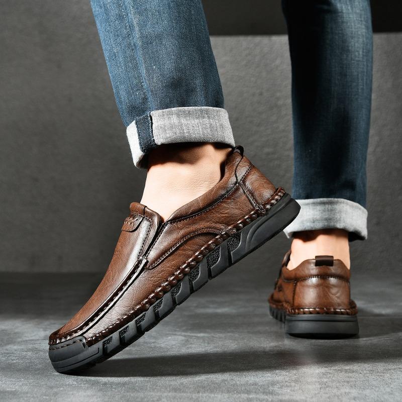 38-46 HOHO FAIR Spring/Fall Outdoor Leather Shoes Mens Car Driving Shoes Leather Large Size Ankle Boots Casual Shoes
