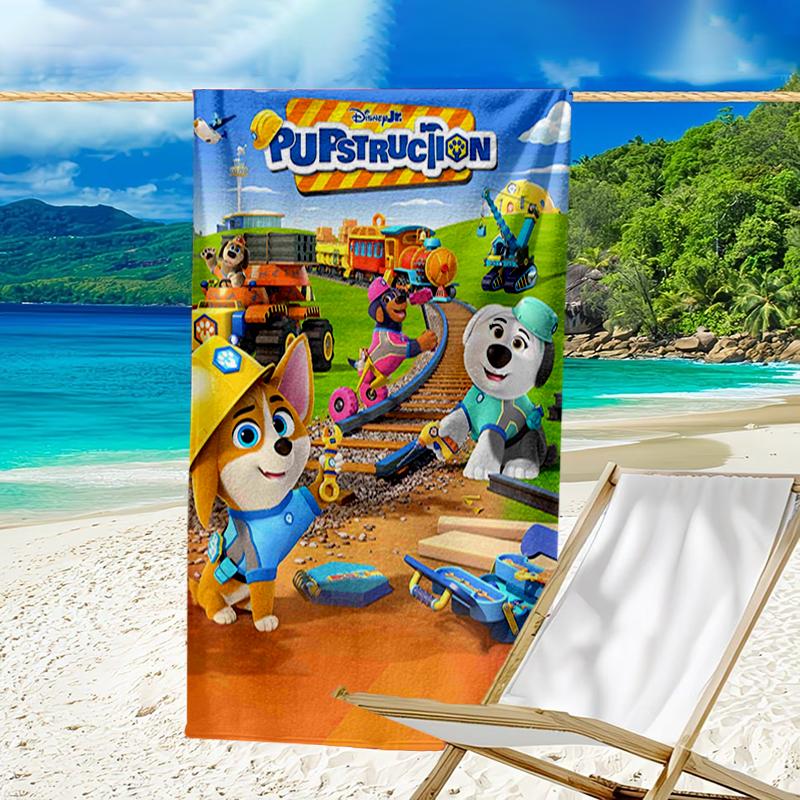 Ultra-Soft Beach Towel with Pupstruction Theme,Ideal for Pool - Camping, Diving - Perfect Travel Essential, Vibrant Beach Towel.