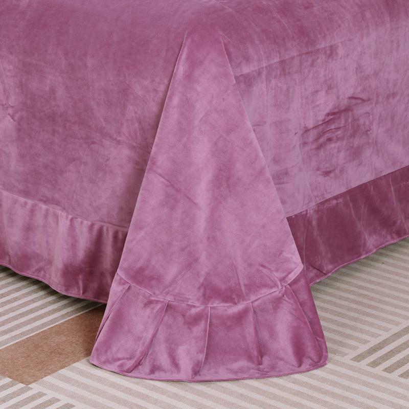 Solid Color Milk Velvet Bed Sheet Winter Warm Thick Flannel Flat Bedsheet Sets Double Size Soft Plush Bedspread No Pillowcases