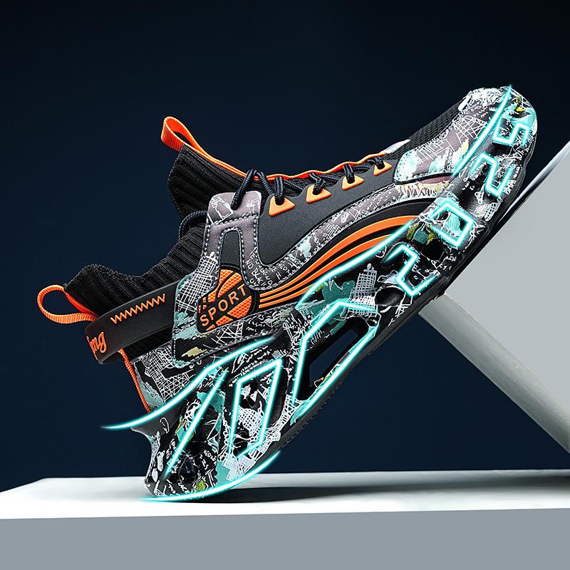 Sommar flygvävd bladmode sneakers stor storlek mode mångsidiga löparskor herrskor