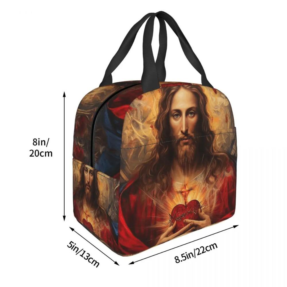 Custom Sacred Heart Of Jesus Lunch Bag Women Thermal Cooler Insulated Lunch Box for Kids School Children