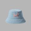 Bow embroidered denim fisherman hat children spring and summer fashion travel sunscreen sunshade basin hat