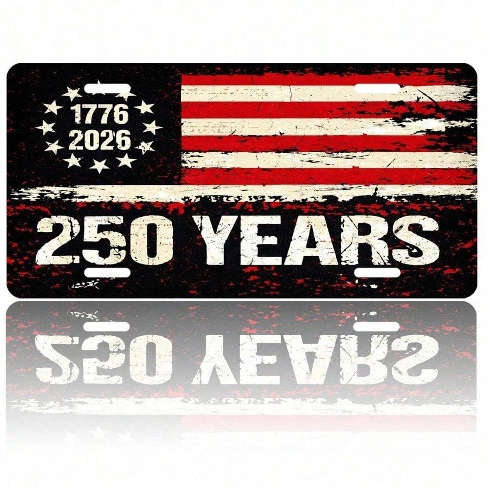 1776-2026 Patriotic License Plate 5.9x11.8in, USA 250th Anniversary Aluminum Auto Tag for Car Truck SUV, Gift for History Fans