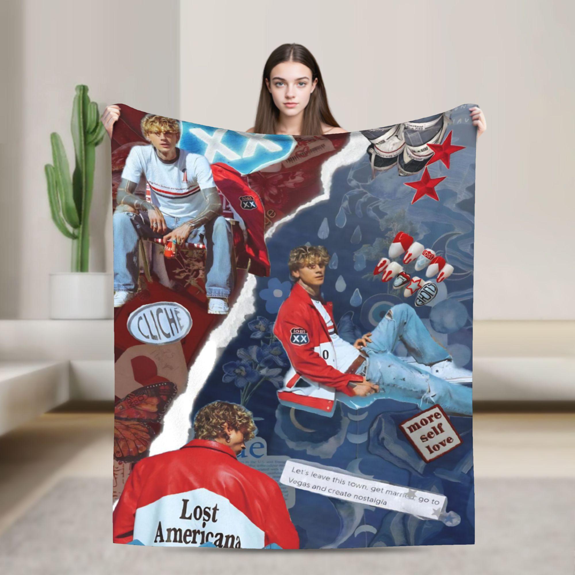 

MGK Lost Americana Tour 2025-2026 Blanket Multiple Sizes Soft and Lightweight Throw Blankets for Sofa Couch and Bed 130x150cm
