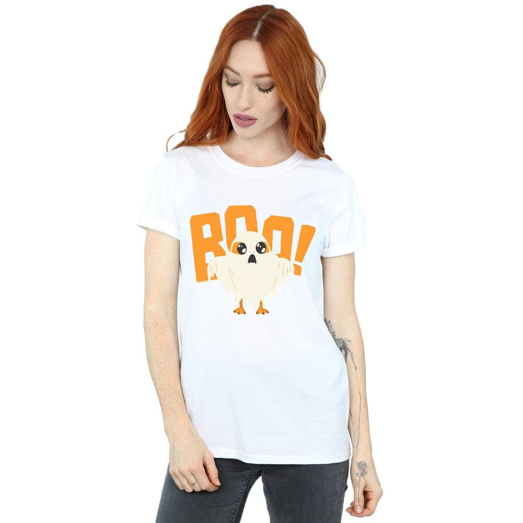 Star Wars Womens/Ladies The Last Jedi Halloween Ghost Porg Cotton Boyfriend T-Shirt