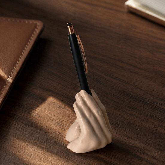 Solid Base Pen Holder Funny Hand Gesture for Desk, 3D Printed Creative Novelty Pencil Stand, Desktop Organizer Office Accessories Desk