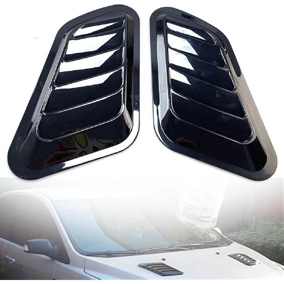 Universal Carbon Fiber Car Decorative Cell Air Flow Intake Hood Scoop Bonnet Vent Cover Stickers Decoration Styling(Glossy Black)