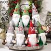 Christmas Decorative Figurine Christmas Knitted Hat Letter Gnome Figurine Rudolph Old Man