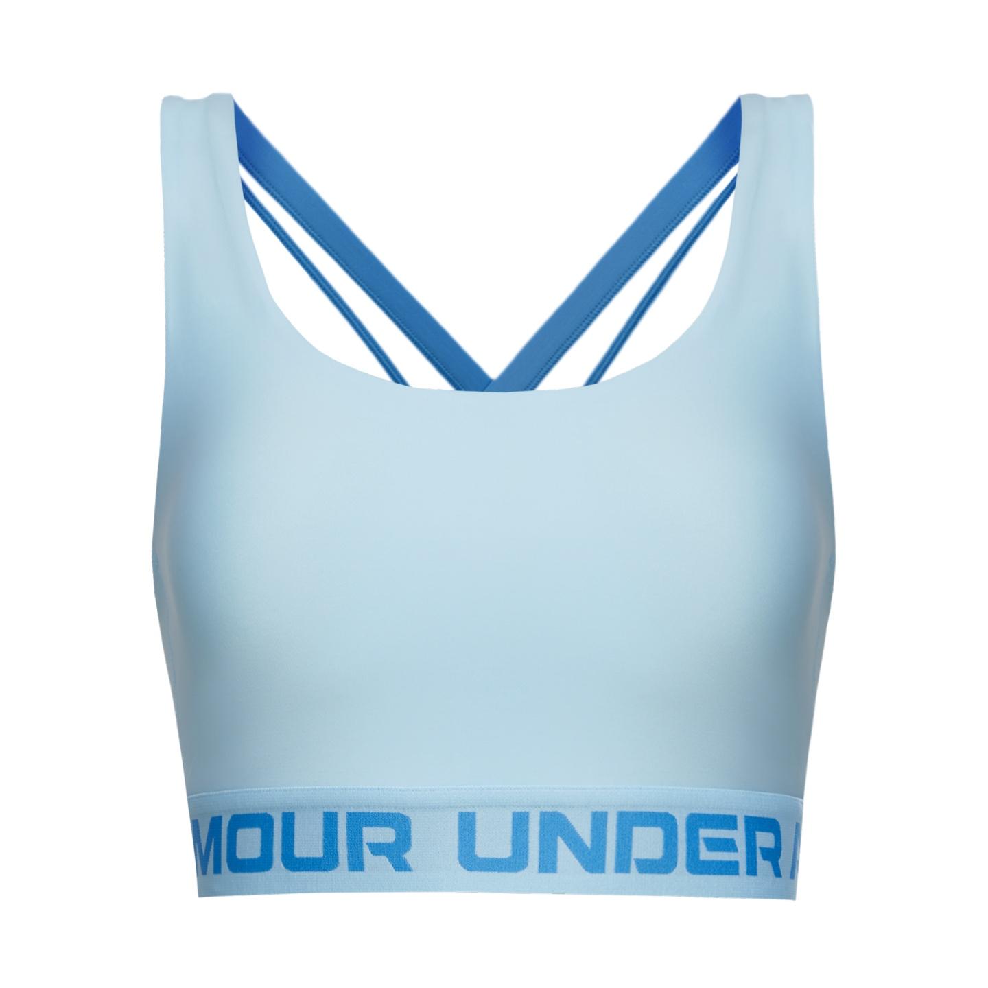 Under Armour Training Intensity Breathable Letter Print Simple Comfortable Fitness Sports Bra Women sports bra Stream-Blue 1390377-494 S