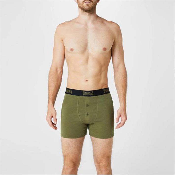 2x LONSDALE Men's Black and Khaki Boxer Shorts In Box, Size XL