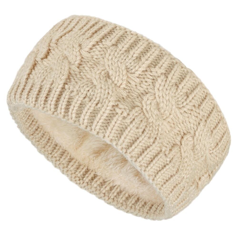 Wide Knitted Headband Windproof Hairband Fashion Ear Protection Headband Winter бежевый