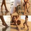 Layered Boho Tropical Flower Tassel Anklet for Women Draping Bead Charm Foot Jewelry Summer Beach Vacation Resort