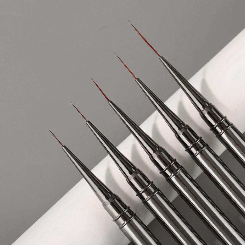 Gunmetal Ultra-Fine Nail Art Liner Pen & Brush Set for Precise Line and Flower Painting