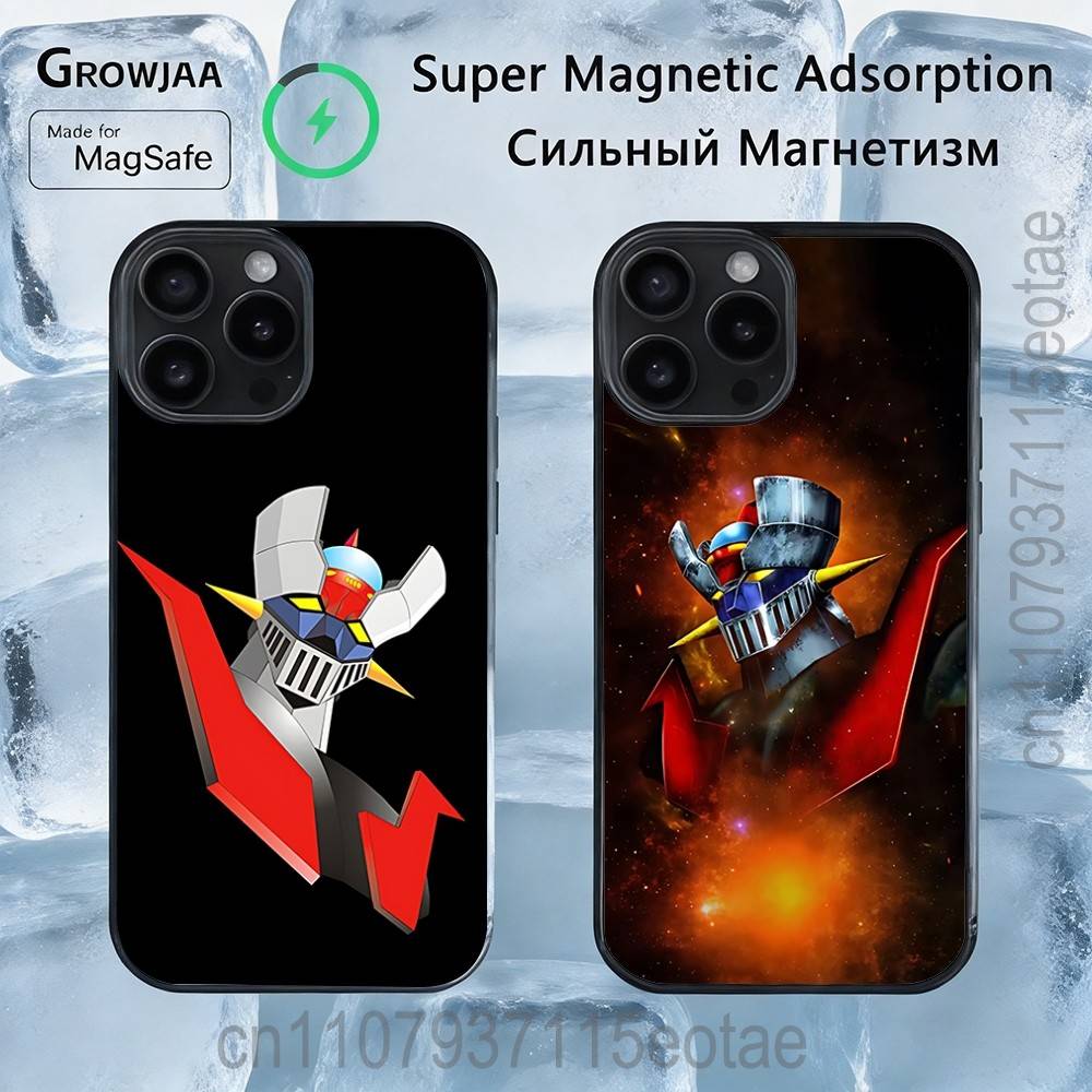 M-Mazinger Z Robot Magnetic Wireless Charging Case For iPhone 11,12,13,14,15,16,17,Pro,Max,Plus Shockproof Cover