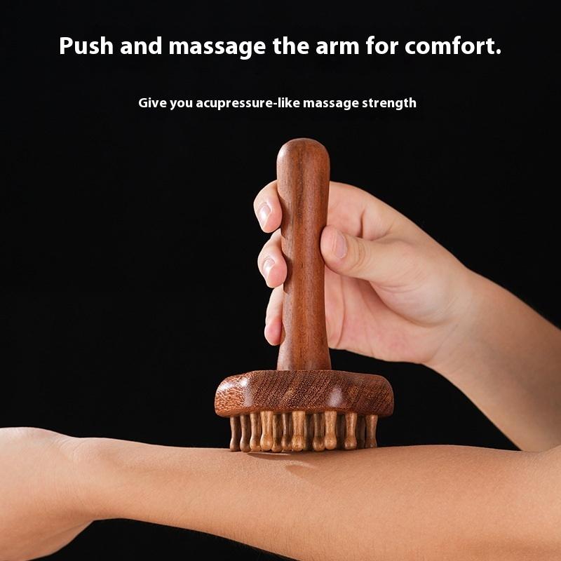 Portable Sandalwood Gua Sha Massage Tool Head Neck Leg Body Meridian Massager Lymphatic Muscle Relief Pain Deep Tissue Massage