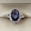 High Quality Big Dark Blue Stone Rings For Women Top Quality Flower Design Cubic Zircon Rings Fashion Jewelry Accessories