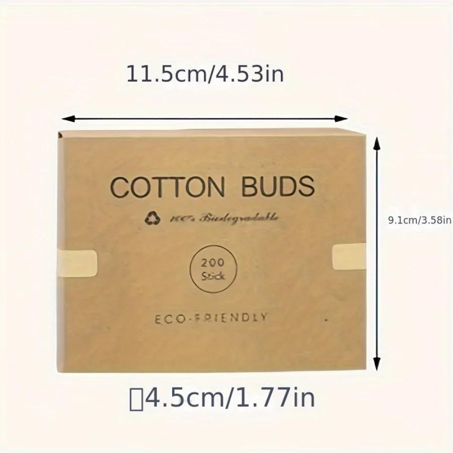 400pcs/200pcs, Bamboo Cotton Swabs, Wooden Cotton Swabs, Double Pointed, No Plastic Ear Sticks,
