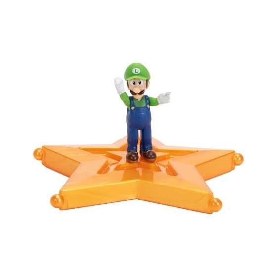Sanei Boeki The Super Mario Galaxy Movie Mini Figure Luigi TSM2-07 with 3-Point Articulation and Star-Shaped Base