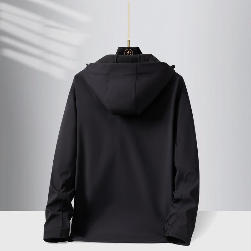 Herbst und Winter Kapuzen-Softshell-Wasserdichte Jacke Herren Samt Unifarben Strickjacke Vielseitige Freizeitjacke Herrenbekleidung