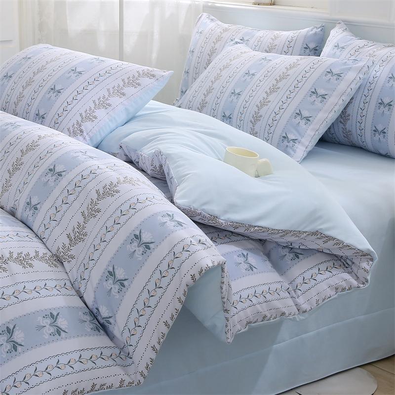 New Spring Duvet Cover Class A Double Yarn Printed Knitted Cotton 3-4 Piece Quilt Bed Sheet Pillowcase Small Fresh Bedding