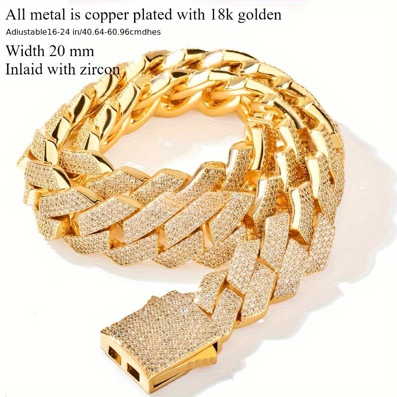 Iced Out CZ Stone Men jewelry Hip Hop Micro Pave Cuban Link Chain High Quality Heavy Chunky Necklace 2 Rows Cubic Zirconia