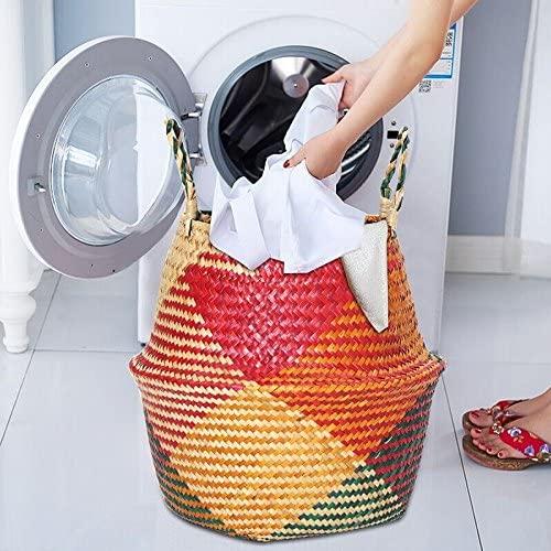 Seaweed Woven Flower Basket Woven Belly Basket Woven Basket Storage Basin Belly Basket Storage Flower Pot Basket