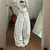 White Polka Dot Cut Jeans Unisex Wide Leg Pants 2026 Retro Casual Denim Trousers