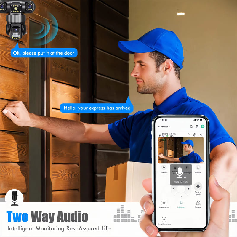 12MP Drievoudige Schermen IP66 Buiten HD Nachtzicht Ai Menselijke Detectie WiFi Bewakingscamera V380 Pro 4G SIM-kaart IP Beveiligingscamera