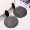 Acrylic Black Hollow-Out Pattern Circle Stud Earrings for Women Jewelry