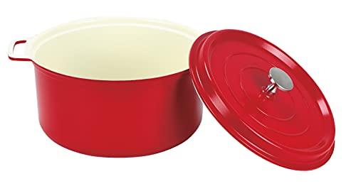 Pearl Metal HB-5726, 22cm Red, Ceramic-Coated Induction Cooking Pot for Waterless Cooking