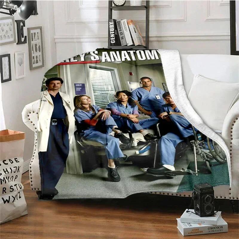 TV Figures G-Grey's Anatomy Throw Blanket Soft Flannel Thin Blankets for Bed Sofa Cover Bedspread Picnic Cooling Gift Home Deco