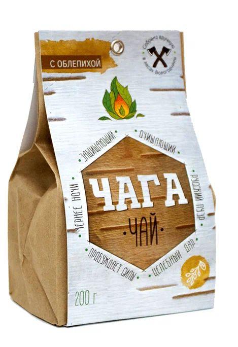 

Чага черный чай (травяной сбор) без сахара и ГМО с облепихой, Огнецвет, 200г