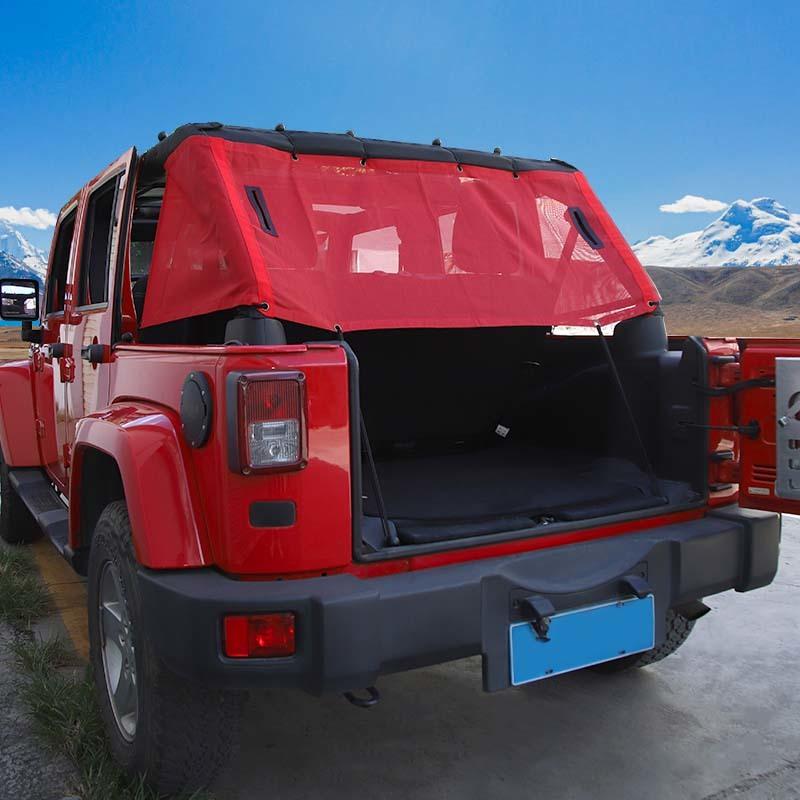Car Rear Trunk Sunshade Mesh Sunscreen Cover for Jeep Wrangler JK 4-Door Version Exterior Accessories, UV Protection