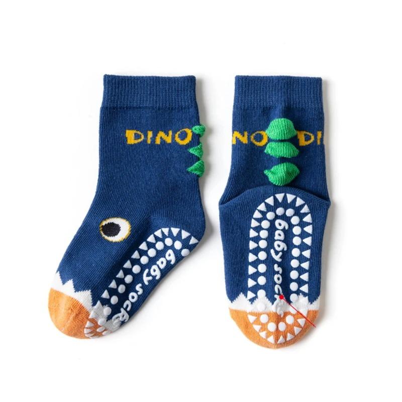 5 Pairs Children's Cotton Socks 1-5Years Mid-tube Dispensing Floor Playground Non-slip Socks Trampoline Toddler Socks