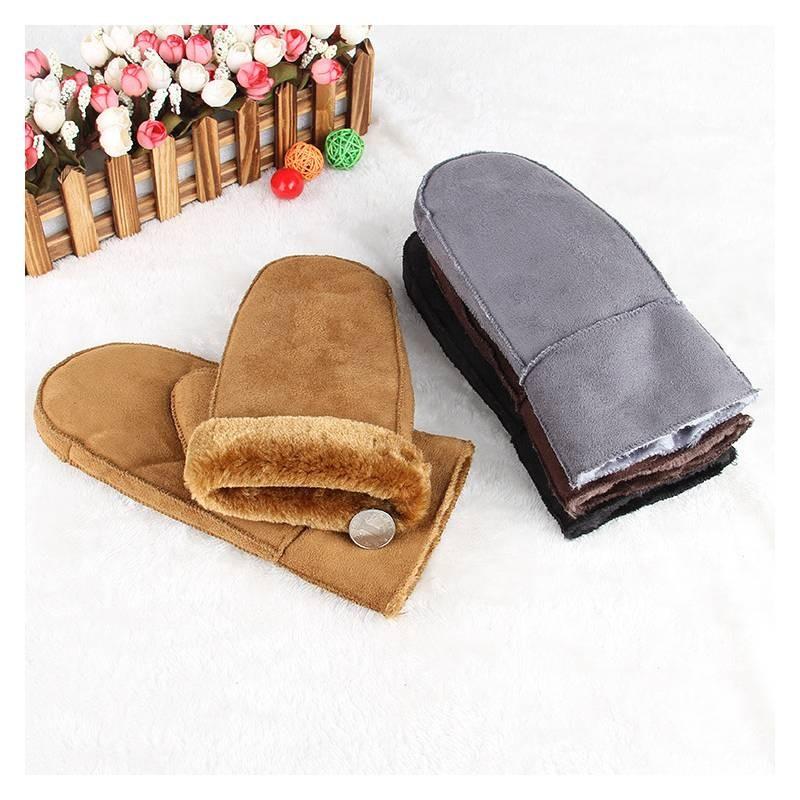 Dicke und warme Herren-Winterhandschuhe aus weichem Kunstfell und Polyestergemisch