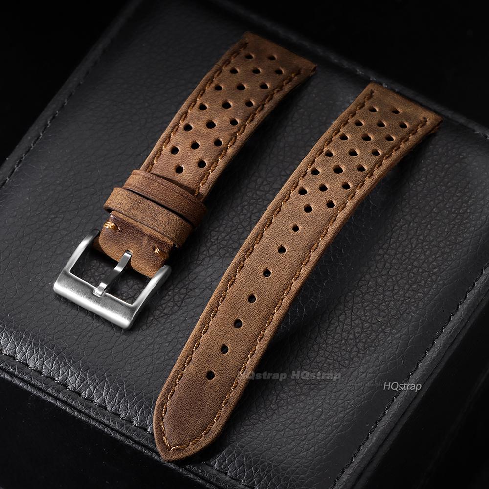 Echte Rindsleder-Uhrenarmbänder 18mm 20mm 22mm Vintage-Leder Smartwatch-Band Herren Damen Universelles Uhrenarmband Atmungsaktives Armband