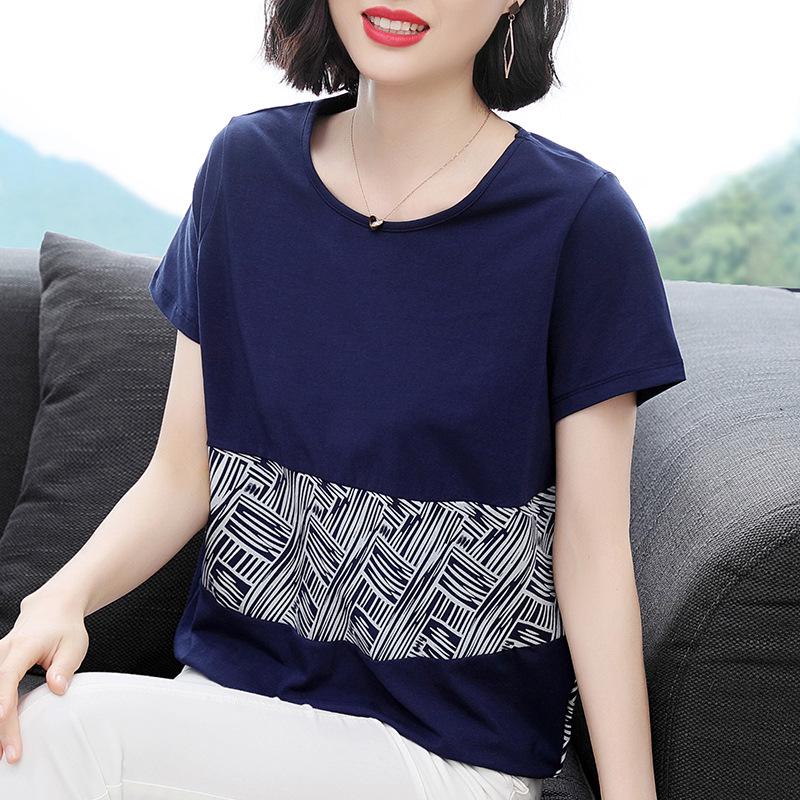 2023 Sommer Damen Locker Baumwolle Kurzarm T-Shirt - Übergröße, Stil für mittleres Alter