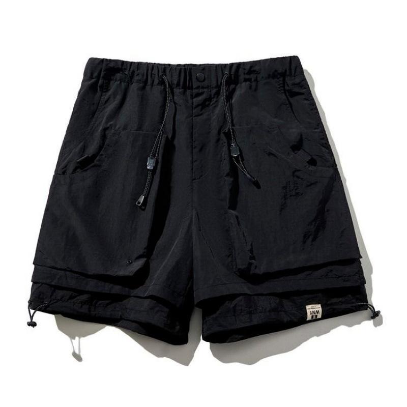 Salopetă casual de vară pentru bărbați, subțire, cu buzunar mare, pantaloni scurți drepți largi, culoare uni