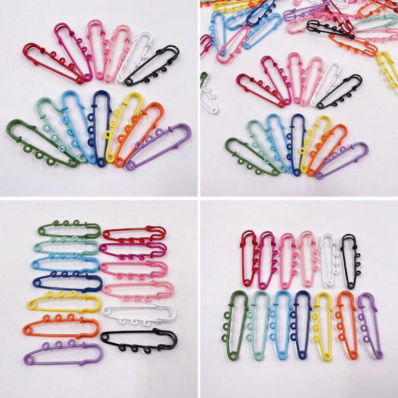 10Pcs Heavy Duty Safety Pins 2 Inch with 3 Holes Metal Kilt Pins Fasteners for DIY Brooch Making Blanket Knitted Fabric