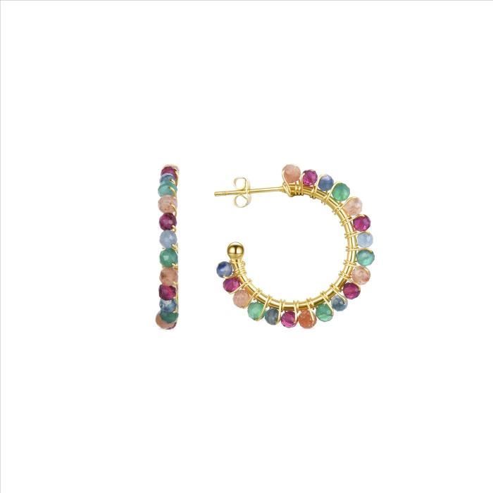 Boucles d'oreilles Luxenter Aiel Cristal multicolore finies en or jaune 18 ct.