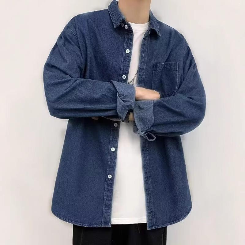Spring and Autumn New Denim Jacket Original Trend Teen Men's Tooling Shirt Loose Hong Kong Style Casual Jacket
