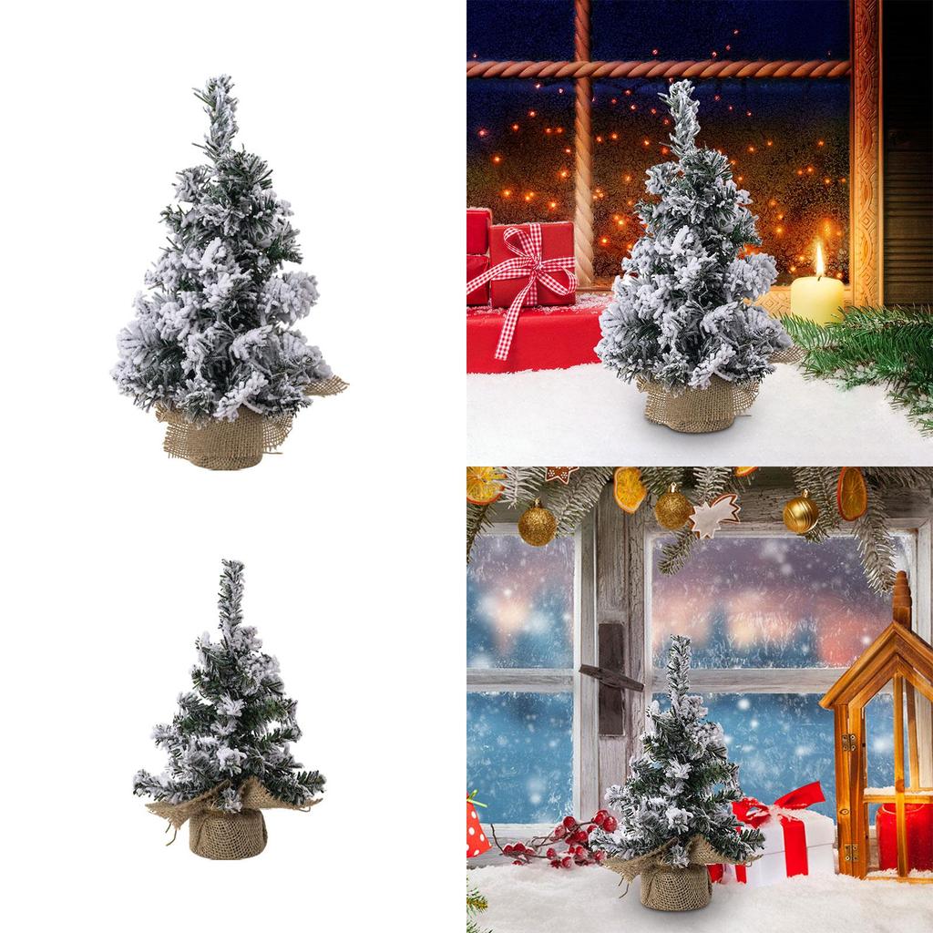 Flocked Christmas Tree Artificial Creative Christmas Tree Decorative Accessories Table Decor Tabletop Christmas Tree for Office
