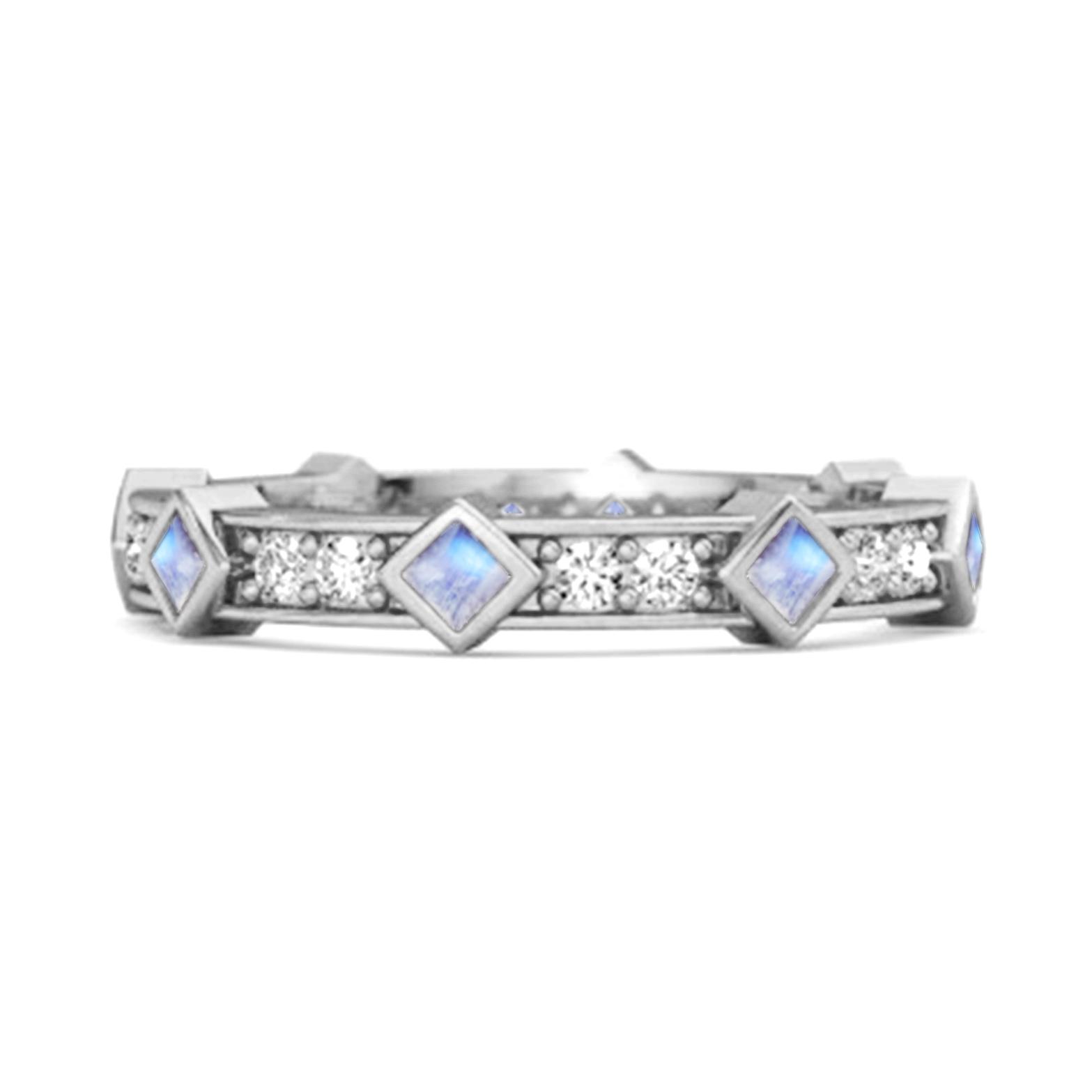 

Moonstone Eternity Band Ring- 925 Sterling Silver 9.5
