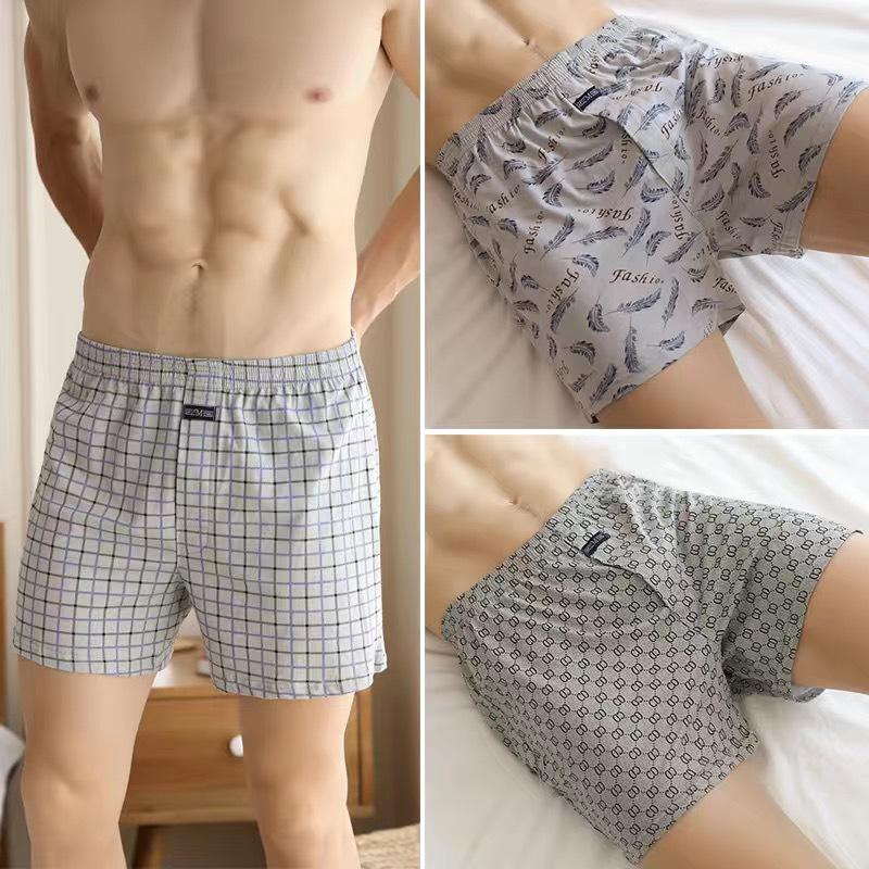 Men's High Waist Cotton Boxer Shorts - Loose Fit Sleep & Home Pants, Plus Size, Lightweight Four-Corner Design