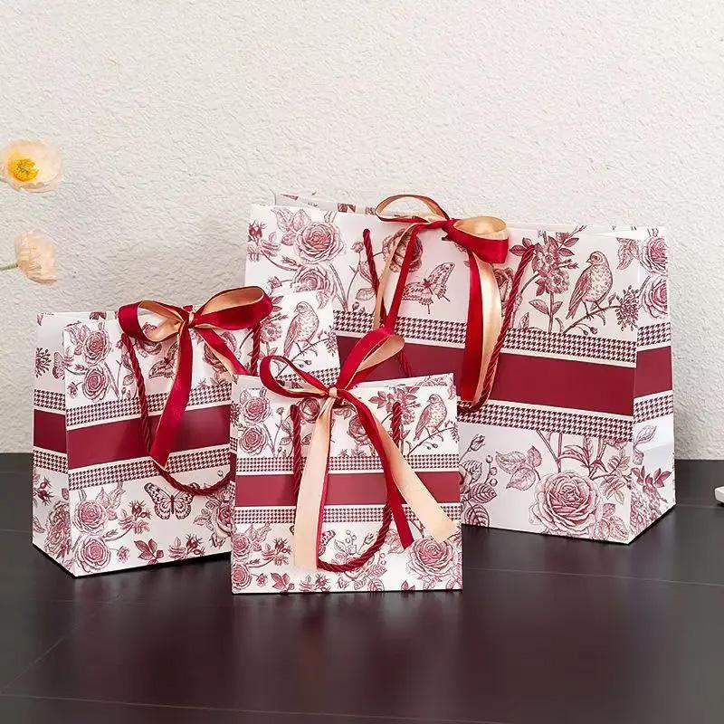 1pc Tote Bag With Ribbon Floral Fashion Gift Bags New