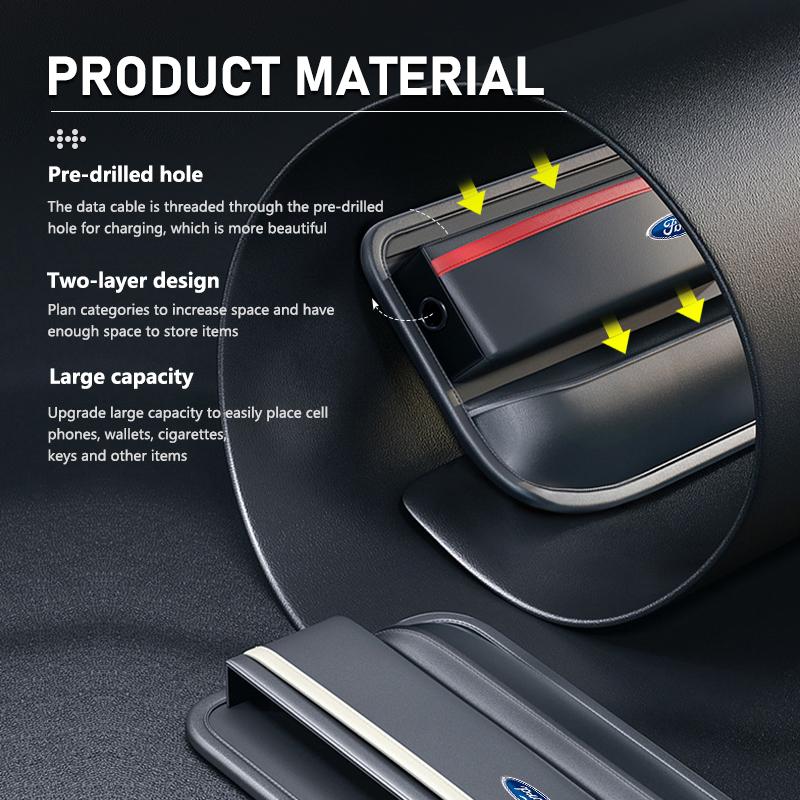 AAAMK1 Leather Car Seat Gap Organizer Vehicle Seat Crevice Storage Box For Ford Escape Ecosport Fusion Explorer Expedition Taurus