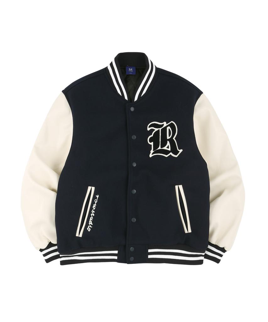 Raw Lab R Old School Heavy Varsity Jacket (Navy)